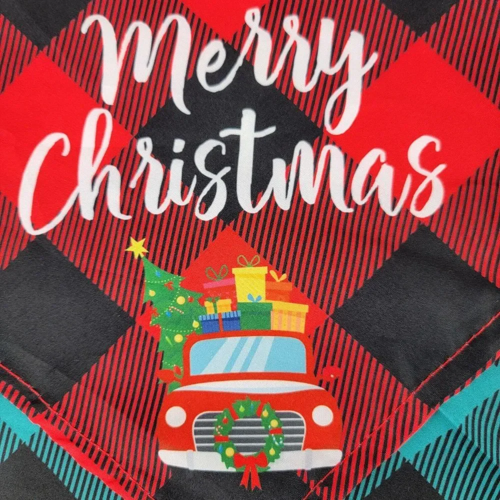 Christmas Dog Bandana Flexible Decorative Smooth Dog‎ Scarf Bib Red Plaid Truck
